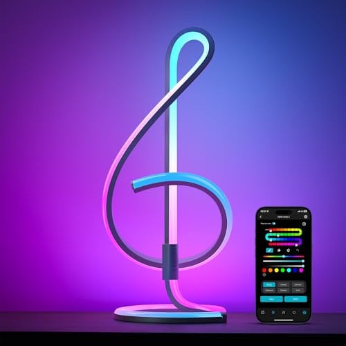 Lepro AI Smart Tischlampe TB2, KI-Lichtdesign-Assistent, Musik Sync/APP Sprachsteuerung LED Tischleuchte, Table Lampe Dimmbar, RGB+IC-Technologie, Kompatibel mit Alexa/Google, Keine Fernbedienung