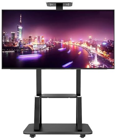 QICBYING Height Adjustable TV Floor Stand - Mobile Tv Cart With Wheels Mobile TV Stand, TV Mount For 32-75inch, Heavy Duty Universal TV Holder Stand With Casters, Steel Frame