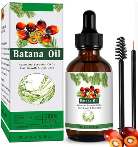 Batana Öl Für Haarwachstum Und Hautpflege 60Ml, Reines Batana Haarwachstum Beschleunigen Haaröl, Befeuchtung Und Reparatur Von Trockenem Haarpflege Hair Oil Für Frauen Männer, Haut- Und Haarpflege