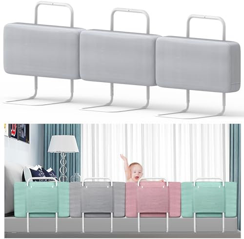 Kuro-sagol Barrera anticaídas para Cama Infantil, 60 cm de Ancho, barreras Cama para niños Barrera Cama Bebe, Color Gris