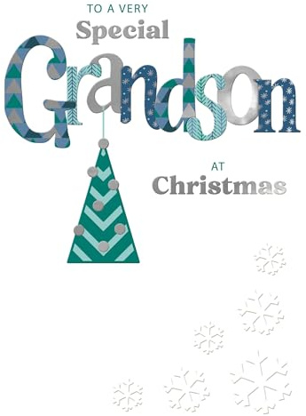 to A Very Special Grandson Festive Joy Tree Bauble Christmas Greeting Card XFCS003