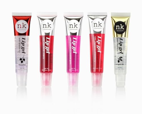 NIcka K New York 5 Pack Lip Gels: Rosehip, Cherry, Bubblegum, Strawberry, Argan - Bundled by Smart Cutie