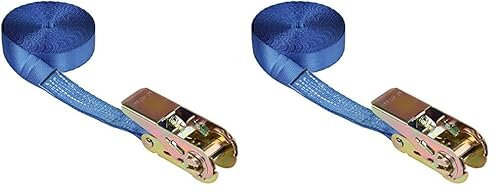 Kerbl Sangle d'arrimage à cliquet, en Une Seule pièce, Bleue, 25 mm/5 m, capacité d'arrimage 800 kg, Bleu (Lot de 2)