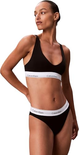 Calvin Klein Women’s High Leg Briefs with Logo Waistband, Black (Black), XL