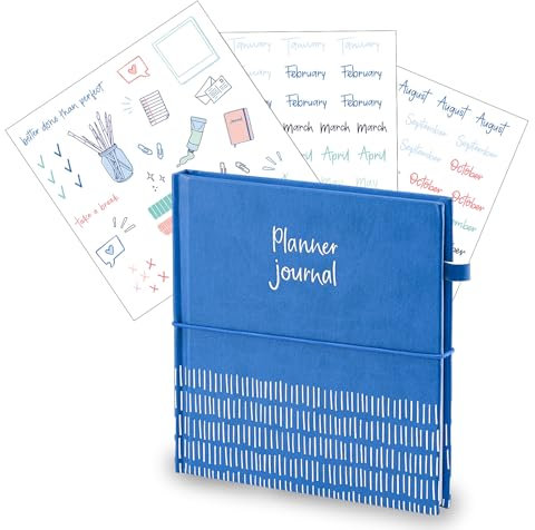 Vaessen Creative Notizbuch mit 192 Seiten und 3 Bögen Aufkleber - Lebenskompass, Tagebuch und Journal Buch Liniert + Dotted mit Bullet Journal Stickers - Fur Habit Tracker, Kalender und Daily Planner