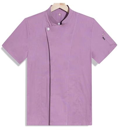 Veste De Chef pour Hommes - Classique Manches Courtes Maille Veste De Chef(Size:XL,Color:Rose)