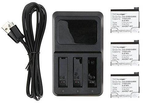 Eotdoo Batterie de rechange pour GoPro Hero 4, Hero 4 Black, Hero 4 Silver, Hero 4+, numéro de pièce : 335-06532-000, AHDBT-401