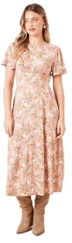 Dorothy Perkins Empire Seam Tie Back Midi Dress, 8, Floral