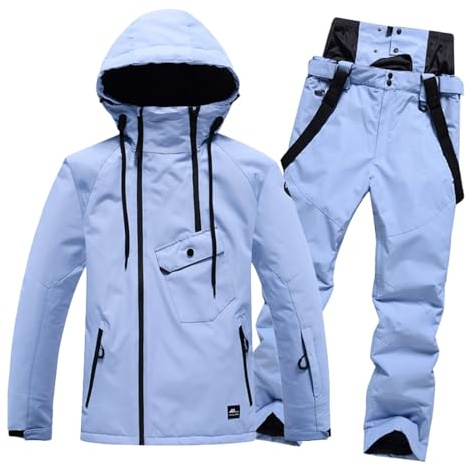 Skianzug für Damen und Herren, Winter, warm, wasserdicht, Ski-Set, Unisex, mit Softshelljacke und Hose, wasserdicht, Winter-Set, dick, 2-teilig, wasserdicht, Schneeanzug, Snowboard