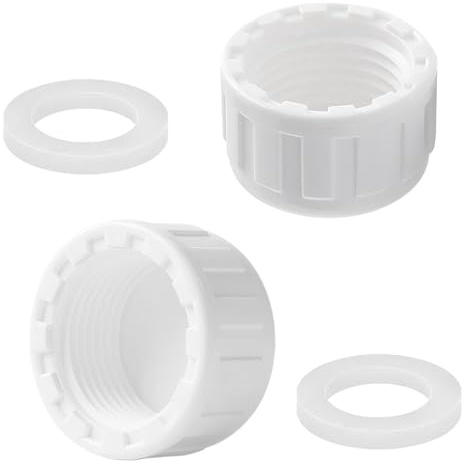 Qrity 2 Stück PVC Gewindekappe, 32mm Rund Innengewinde, Abflussrohrkappen mit Dichtung für Abdichten von Verbindungen und Rohrenden