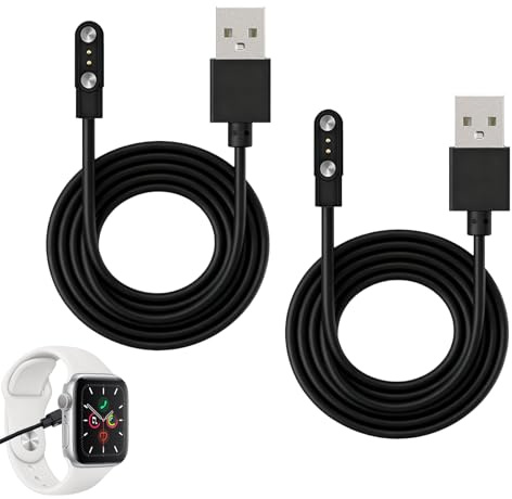 Cloudlink 2PCS 2 Pin 4mm Magnetic Smart Watch Charger Universal Smart Watch Charger Compatible with Tic watch GTX、CXB01、Xiaomi Haylou Solar LS05/RT LS05S More, Portable Quick Charge Cable