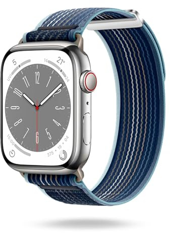 ONEFLOW Nomad Strap Kompatibel mit Apple Watch Ultra 3 (49mm) Armband Outdoor aus Nylon Stoff, Sportarmband mit Klettverschluss, Textil iWatch Armbänder Damen Herren Sport, Storm Blue