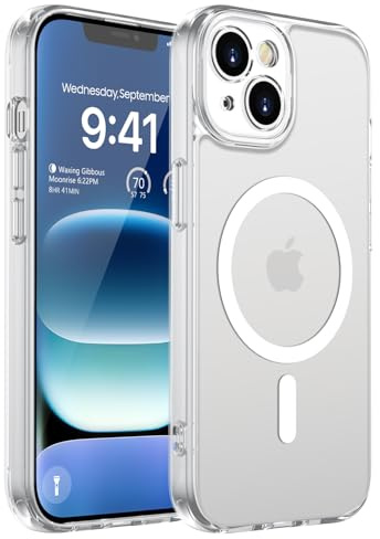KPPIT Magnetisch für iPhone 13 Hülle Kompatibel für Magsafe,[Militärnorm Schutz Handyhülle] Durchscheinende Matt Kratzfeste Rückseite Schutzhülle Hülle für iPhone 13 Case, Matt Transparent