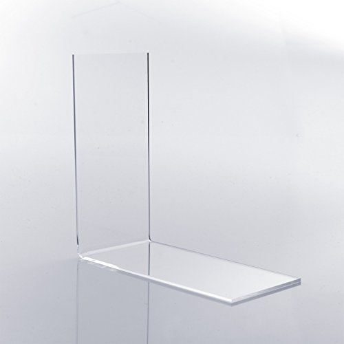 10 Stk. Buchstütze ECO (4.0 bis 7.0 x 14.0 x 14.0 cm) Winkelbuchstütze/Buchhalter für kleine Bücher/Taschenbücher CDs aus original PLEXIGLAS® (10er Pack)