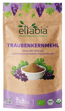 Farine de pépins de raisin bio OPC - 200 g - Extrait de pépins de raisin - Poudre de qualité supérieure - Pépins de raisin de l'UE - DE-ÖKO-007