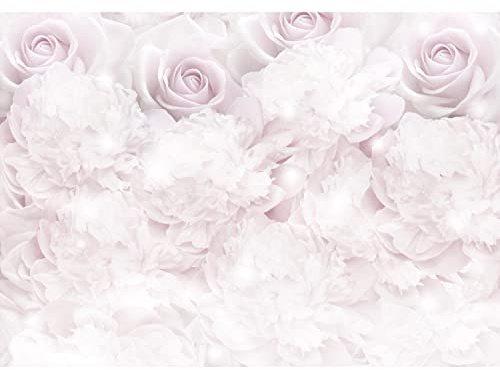 Runa Art Papier peint intissé 396 x 280 cm fleurs roses | Toison Décoration Murale Salon Chambre á Coucherr | Fabrication Allemande | blanc 9413012c