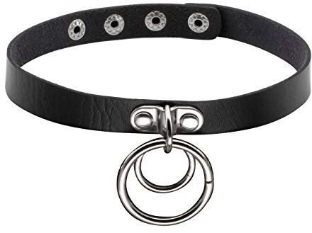 MILAKOO PU Leder Punk Rock Gothic Doppel O-Ring Spike Nieten Chokerkragen Halskette