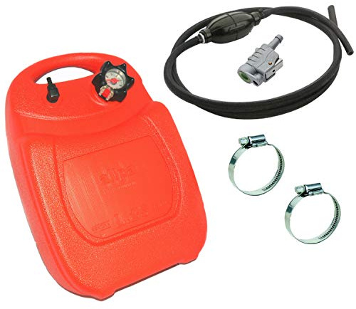 Tragbarer Tank 12/25l Benzintank Schlauch mit Pumpball+Motoranschluß Mercury Yamaha Suzuki kompatibel mit Honda Tohatsu Johnson Evinrude Bootstank inlusive Benzinschlauch 2m mit Pumpball (12l, Yamaha)