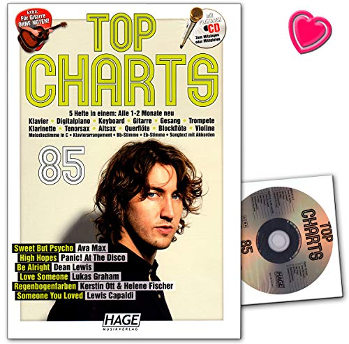 Top Charts 85 (mit CD) - Die aktuellsten Hits der erfolgreichsten Stars und das Beste aus den Charts! - Notenbuch für Klavier, Keyboard, Gitarre, Gesang mit CD und Notenklammer