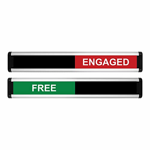 ViroDisplay® Free/Engaged Sliding Door Sign – Green/Red Edition – 214 x 40mm – Anodised Silver Profile with Black End Caps – Self-Adhesive Fixing