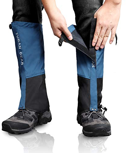 Outdoor Gamaschen, wasserdichte Staubdicht Einstellbare Atmungsaktive Beinschutz Gaiter für Outdoor-Hosen zum Wandern, Klettern,Trekking, Schneewandern 1 Paar (Blau, XL)