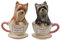 Ebros Ceramic Black And Tan Yorkshire Terriers Yorkie Pet Dogs In Teacups Salt And Pepper Shakers Set Puppy Love Figurines Party Kitchen Tabletop Collectible Decorative Accents