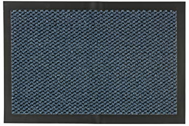Fußmatte 60x80 cm für den Innenbereich - Türvorleger schnelltrocknend - Rutschfester Sauberlauf blau meliert - Schlichter Fußabstreifer