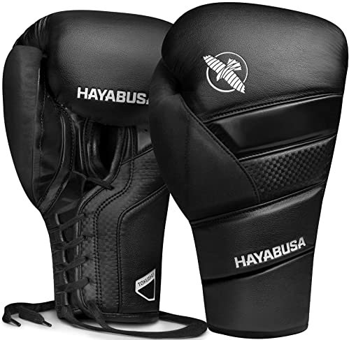 Hayabusa T3 - Guantes de Boxeo con Cordones, 12oz, Negro
