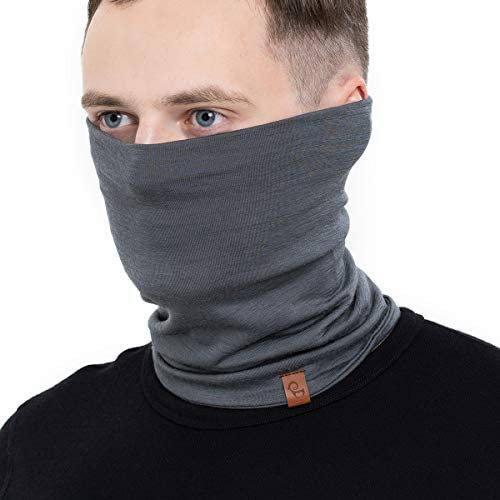 menique Merino Schlauchschal Herren Loop Schal Multifunktionstuch Halswärmer Männer Winddicht Halten Sportschal für Motorrad Laufen Arbeit Ski-Maske Unisex Merinowolle Halstuch Perfektes Grau