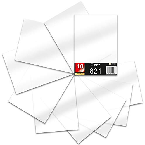 Din A4 Bogen 30x21cm 621/631 Plotterfolie Folie Vinyl Autofolie (000 Transparent, 10er Set 621 Glanz)