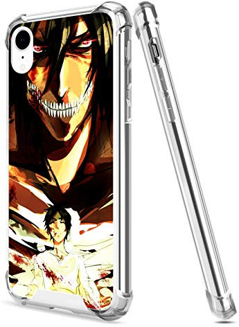 Anime Manga Character Clear Case for iPhone XR 6.1 Inch Shockproof Anti AL Hard PC + TPU Bumper Protective Case (Attack-On-Titan-Eren-Jaeger)