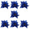 7Pcs Weihnachtsglitter Weihnachtsstern Blumen Künstliche Weihnachtsblumen für Weihnachten Neujahr Hochzeitsfeier Blumendekorationen Blau