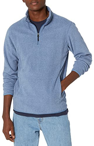 Amazon Essentials Giacca Invernale in Pile con Zip Corta Uomo, Blu Puntinato, XS
