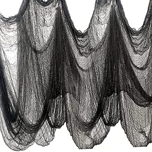 Cymax Halloween Deko Stoff,800cmX200cm Halloween Tischdeko Dekostoff Für Halloween Party Dekoration,Spuk Spukhäuser Dekor,Veranden, Fenster Tisch Türen,Tore,Schwarz