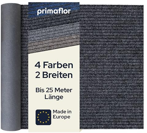 Primaflor Sauberlauf - Atlas, Anthrazit, 1,00m x 2,00m, Rutschfester Schmutzfangläufer Meterware, Robuster Küchenläufer nach Maß, Zuschneidbarer Teppichläufer, Eingangsmatte für Flur & Windfang
