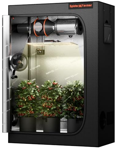 Spider Farmer SF2000 Growzelt Komplett Set LED Pflanzenlampe Vollspektrum Grow Lampe Samsung LM301H EVO LEDs GrowZelt Kit Komplettes 60x120x180cm Hydroponics 1680D Grow Tent Homebox Zuchtzelt