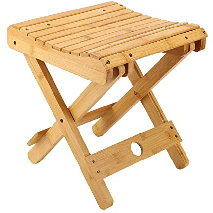 Tabouret Pliant en Bambou, Banc de Douche Magasin de Massage Rasage Douche Repose-pieds Maison Siège Pliant Portable