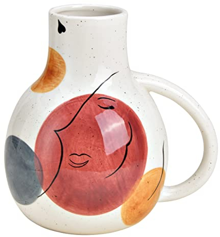Vase Krug Gesicht Dekor aus Keramik Bunt (B/H/T) 20x20x15cm