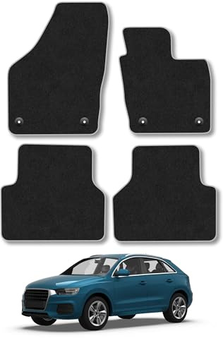 Audi Q3 (2011-2018) Carpet Car Mats | Grey Edge Trim Tailored Fit Floor Mats Full Coverage Protection Accessories Easy Clean Anti Slip Made in the UK