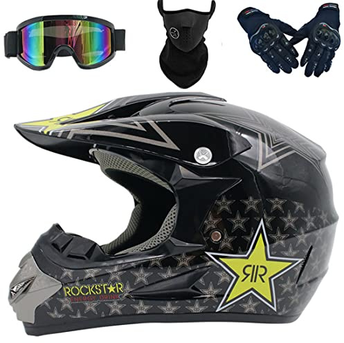 Motocross Helmet MTB, Helm Fullface Kinder,Motorradhelm Erwachsener Motorrad Downhill Full Face Helm für Mountainbike Bergbuggy Sport Schutz (Schwarz,M)