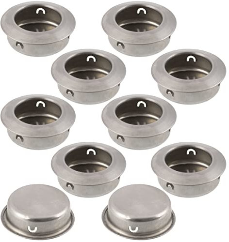 Aerzetix - C64300 - Set di 10 maniglie da incasso rotonde Ø41mm per porta scorrevole - mobile armadio cassetto design interno arredamento cucina soggiorno - in metallo - finitura spazzolato