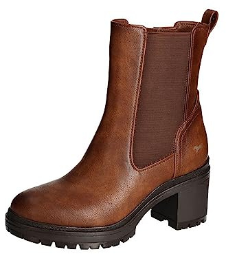 MUSTANG Damen Stiefelette Blockabsatz Chelsea Boots 1409-511, Größe:37 EU, Farbe:Braun