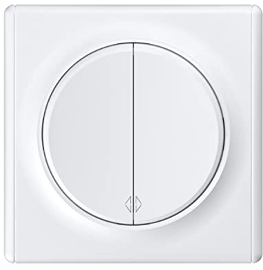 OneKeyElectro Set: Wechselschalter 2fach mit Florence Abdeckrahme, Steuerung ein Licht von zwei Orten, Lichtschalter rund, Unterputz, Schutzart IP20, 230V/16A - weiß
