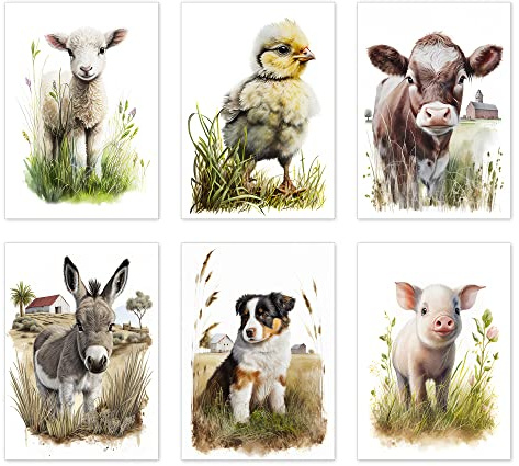 codiarts. 6er Poster Set | Tierportraits für Kinderzimmer | Tierbilder Babyzimmer Deko | Kunstdruck von Aquarellbildern | Poster ohne Rahmen