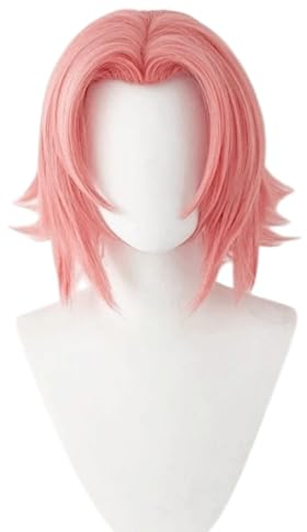 MIGUOO Anime Haruno Sakura Rosa Bob Kurzhaar Cosplay Perücke, Halloween Kostüm Party Rollenspiel Perücken Für Perücke Cap