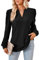 Maglietta a Manica Lunga da Donna, Blusa con Scollo a V, Elegante Camicette, Manica Corta Top Casual, Moda T-Shirt da Donna, Maglietta Tinta Unita, Sciolto Top T Shirt Blusa, Taglie: S–XXL