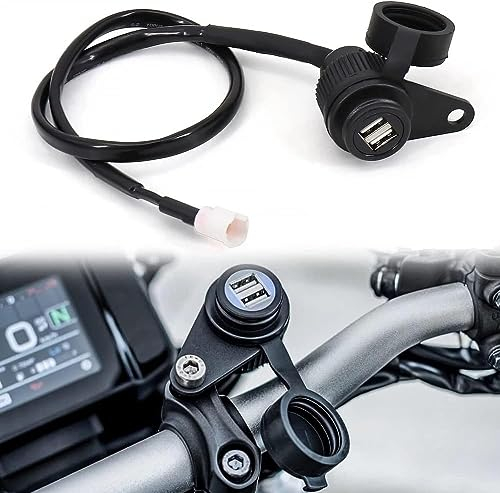 Motorrad USB-Ladegerät 12 V DV Dual Adapter für Yamaha Tracer MT-07 MT-09 SP FZ-09 FZ-07 XSR 700 900, Schwarz
