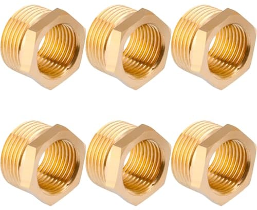 Riduttore in ottone Da G1/2 a G3/8” (Ø maschio 20mm x Ø femmina 15mm), 6 pezzi Raccordo filettato di riduzione maschio G1/2 x femmina G3/8,Raccordi in ottone