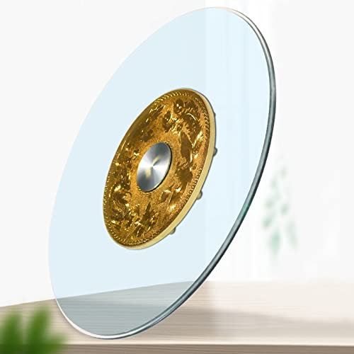 Runder Plattenspieler Aus Gehärtetem Glas, Ein Drehbarer Tischdrehtisch Mit Sockel, for Hotels, Konferenztische, Gehärtetes Glas Tischdrehscheibe, Rotierende Lager Turntable, Transparent(60cm)