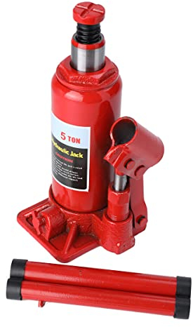 ECUTEE Cric a Bottiglia Idraulico da 5 Tonnellate, Martinetto Idraulico Jack Bottiglia, Cric Idraulici a Bottiglia Portatile Verticale Gamma di Sollevamento 18-34 cm